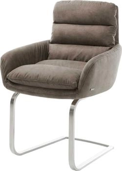 DeLife Freischwinger Abelia-Flex mit Armlehnen Mikrofaser (26154) taupe
