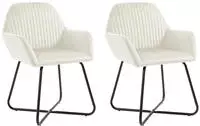 vidaXL Esszimmerst&uuml;hle 2 Stk. Creme Samt