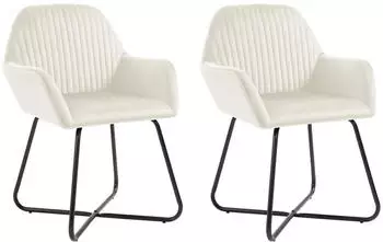 vidaXL Esszimmerstuhl, 2 Stk. Creme Samt (249806)