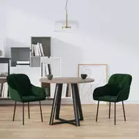 vidaXL Esszimmerst&uuml;hle 2 Stk. Dunkelgr&uuml;n Samt