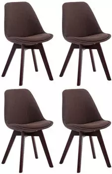 CLP 4er Set Besucherst&uuml;hle Borneo V2 Stoff walnuss/braun