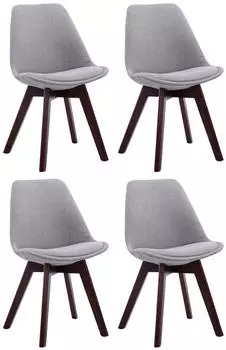 CLP 4er Set Besucherst&uuml;hle Borneo V2 Stoff walnuss/grau