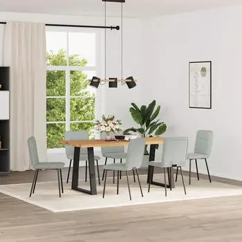 vidaXL Esszimmerst&uuml;hle 6 STK. Hellgrau Samt, Stuhl, Wohnzimmerstuhl, Beistellstuhl, K&uuml;chenstuhl, Akzentstuhl, Restaurantstuhl, Samtstuhl (3315579)