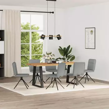 vidaXL Esszimmerst&uuml;hle 6 STK. Hellgrau Stoff (3315602)
