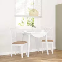 vidaXL Esszimmerst&uuml;hle mit Kissen 2 Stk. Wei&szlig; Massivholz Gummibaum