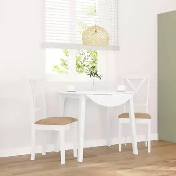 vidaXL Esszimmerst&uuml;hle mit Kissen 2 STK. Wei&szlig; Massivholz Gummibaum, K&uuml;chenstuhl, Stuhl, Beistellstuhl, Essstuhl, Wohnzimmerstuhl, Restaurant Stuhl (4102408)