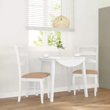 vidaXL Esszimmerst&uuml;hle mit Kissen 2 STK. Wei&szlig; Massivholz Gummibaum, K&uuml;chenstuhl, Stuhl, Beistellstuhl, Essstuhl, Wohnzimmerstuhl, Restaurant Stuhl (4102498)