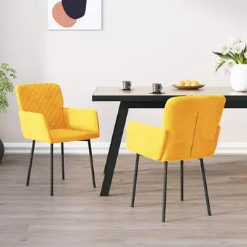 vidaXL Esszimmerstühle 2 Stk. Gelb Samt (344786)