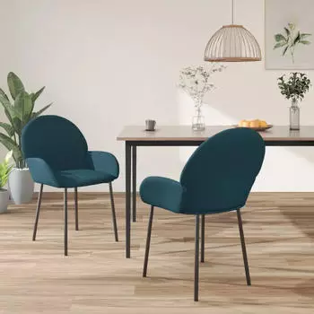 vidaXL Esszimmerstuhl Esszimmerst&uuml;hle 2 Stk. Blau Samt (2 St), Blau | Blau (344762)
