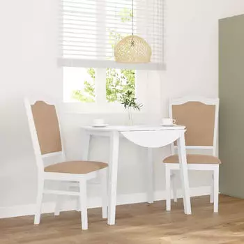 vidaXL Esszimmerst&uuml;hle mit Kissen 2 STK. Wei&szlig; Massivholz Gummibaum K&uuml;chenstuhl Stuhl Beistellstuhl Essstuhl Wohnzimmerstuhl Restaurant Stuhl (4102470)