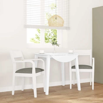 vidaXL Esszimmerst&uuml;hle mit Kissen 2 STK. Wei&szlig; Massivholz Gummibaum (4102511)