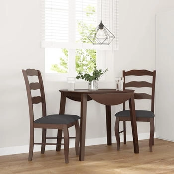 vidaXL Esszimmerst&uuml;hle mit Kissen 2 STK. Braun Massivholz Gummibaum, K&uuml;chenstuhl, Stuhl, Beistellstuhl, Essstuhl, Wohnzimmerstuhl, Restaurant Stuhl (4102492)