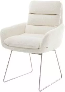 DeLife Esszimmerstuhl Abelia-Flex mit Armlehnen Bouclé (34879) weiß