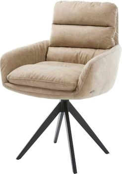DeLife Esszimmerstuhl Abelia-Flex mit Armlehnen Mikrofaser (25784) schwarz/beige
