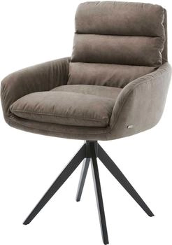 DeLife Esszimmerstuhl Abelia-Flex mit Armlehnen Mikrofaser (25780) schwarz/taupe
