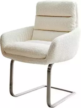DeLife Freischwinger Abelia-Flex mit Armlehnen Bouclé (34869) weiß