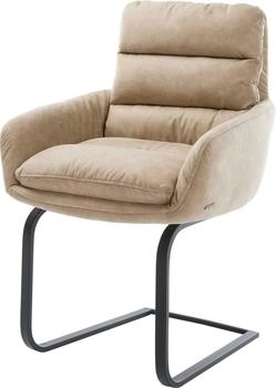 DeLife Freischwinger Abelia-Flex mit Armlehnen Mikrofaser (26159) schwarz/beige