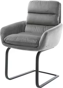 DeLife Freischwinger Abelia-Flex mit Armlehnen Samt (26161) schwarz/grau