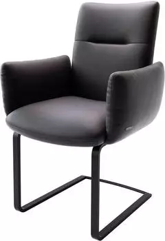 DeLife Freischwinger Jova-Flex mit Armlehnen Echt-Leder (36883) schwarz