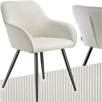 TecTake Esszimmerstuhl Marilyn Cordoptik creme/schwarz