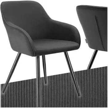 TecTake Esszimmerstuhl Marilyn Cordoptik anthrazit/schwarz