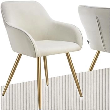 TecTake Esszimmerstuhl Marilyn Cordoptik creme/gold