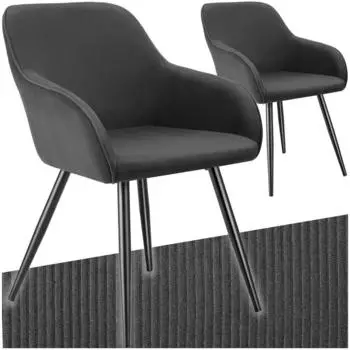 TecTake 2er Set Esszimmerstuhl Marilyn Cordoptik anthrazit/schwarz