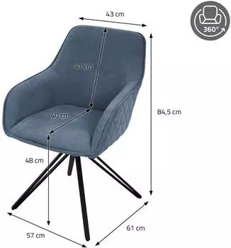 ML-Design Drehstühle 360 Grad, 2er-Set, blau