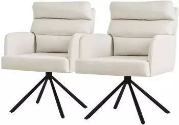 ML-Design Esszimmerstuhl Drehstuhl Polyesterbezug Armlehne 2er Set, Beige (ML-Design)