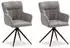 Homestyle4u Polsterstühle mit Armlehne drehbar Leinen Grau 2er Set (2847)