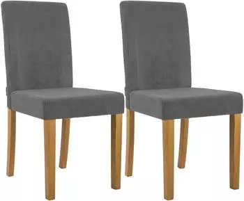 CLP Ina Esszimmerstuhl 2er Set Cordbezug gepolstert, Holzgestell, grau (327528)