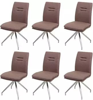 MCW Esszimmerstuhl MCW-H70 6er-Set, Textil, Edelstahl geb&uuml;rstet, braun (MCW-H70)