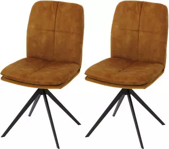 Mendler HWC-M68 Esszimmerstuhl 2er-Set, drehbar, Stoff gelb (105182)