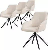 Ml-design Esszimmerst&uuml;hle Drehbar 4er Set, Textil Webstoff, Creme, Wohnzimmerstuhl