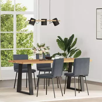 vidaXL Esszimmerst&uuml;hle 4er-Set Samt Dunkelgrau (3315345)