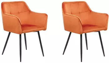 Beliani JASMIN Esszimmerstuhl 2er-Set, Samt, Orange