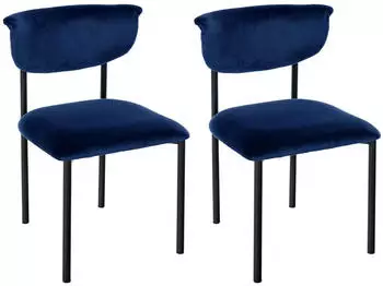 CLP Gambell Esszimmerstuhl Samt, dunkelblau, 2er Set (Gambell)