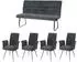 MCW G55 Esszimmer-Set 5-tlg. Stuhl mit Armlehne + Sitzbank 160cm, Chenille blau-grün (800001348006)