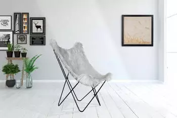 Kayoom Schmetterling-Stuhl Lynn 110 Kunstfell Grau (Lynn 110)