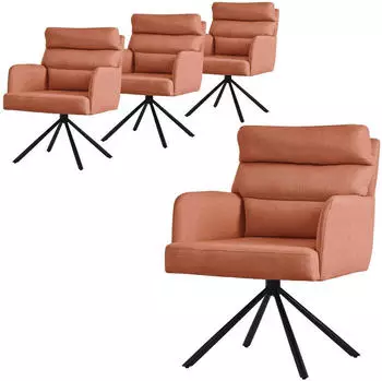 ML-Design Esszimmerstühle 4er-Set Drehbar 180° Armlehne Orange (490016878)