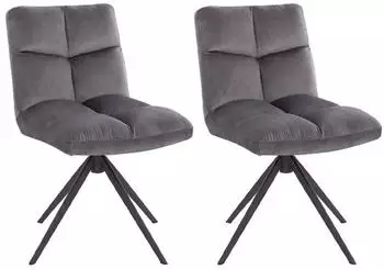 Home Deluxe NODA Esszimmerstuhl 360° drehbar Samt Hellgrau 8er-Set
