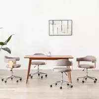 vidaXL Drehbare Esszimmerst&uuml;hle 4 Stk. Taupe Bugholz und Stoff