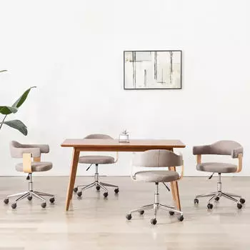 vidaXL Drehbare Esszimmerst&uuml;hle 4er-Set Taupe Bugholz und Stoff (3054906)