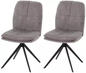 MCW MCW-M68 Esszimmerstuhl drehbar, Stoff/Textil, grau, 2er-Set (93925)