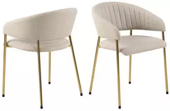ebuy24 Ann Armlehnstuhl gepolstert, Beige/Gold