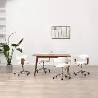 vidaXL Drehbare Esszimmerst&uuml;hle 4 Stk. Wei&szlig; Bugholz und Kunstleder