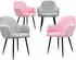 ECD Germany Esszimmerstuhl mit Armlehne Samt Grau/Rosa 4er-Set (390002858)