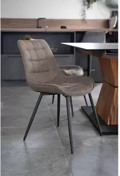 Home Deluxe IKALO Polsterstuhl Esszimmer Grau/Braun, Metallgestell, 8er Set