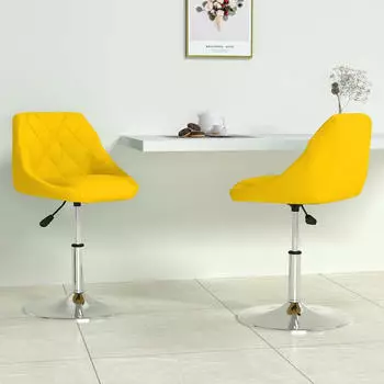 vidaXL Esszimmerst&uuml;hle 2 Stk., drehbar, Samt, Senfgelb (335290)