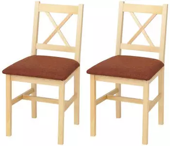 MCW F77 Esszimmerstuhl 2er-Set Massivholz natur Polster Terrakotta
